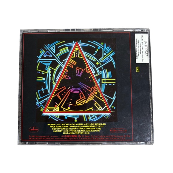 Hysteria by Def Leppard CD (PDO Pressing, 1987, Mercury) - Picture 3 of 5